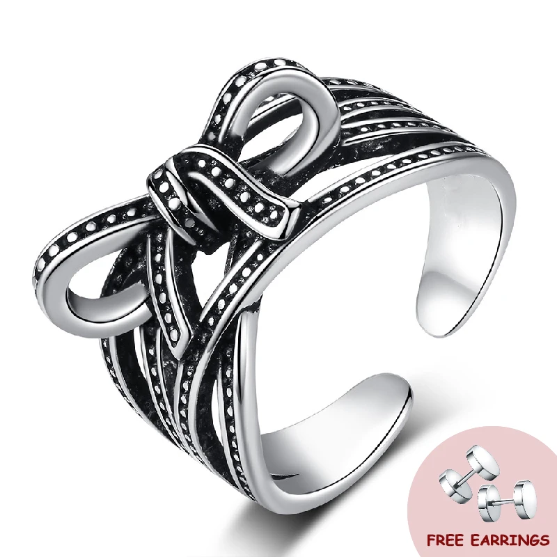 

Vintage Bowknot Shape Ring Jewelry Accessories for Women Wedding Engagement Party Bridal Gift Finger Rings Wholesale