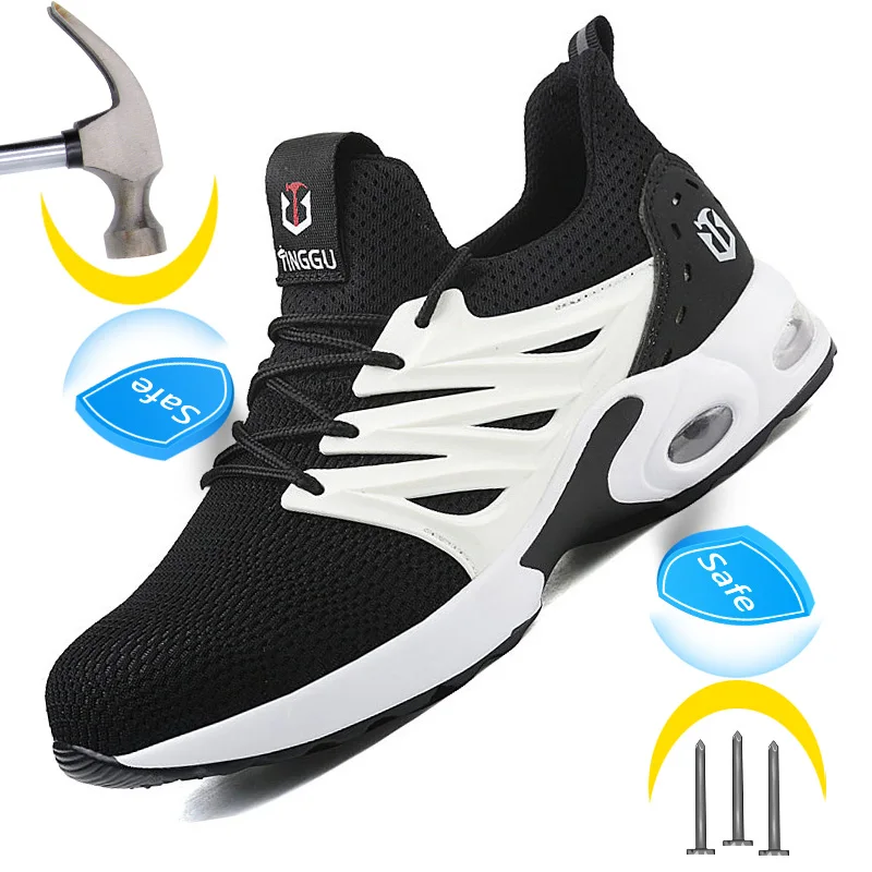 

Fashion Work Boot Safety Steel Toe Shoes Men Working Sneakers Anti-puncture Safety Shoes Summer Breathable Work Shoes Footwear