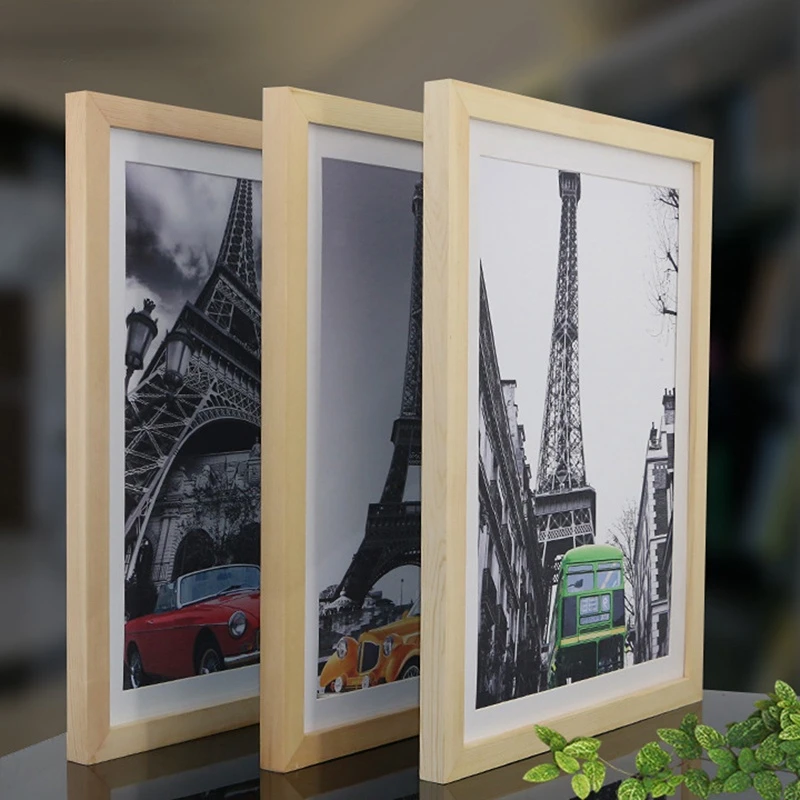 

Wooden Frame A4 A3 Black White Wooden Nature Solid Picture Photo Frame with Mats for Wall Mounting Hardware Included