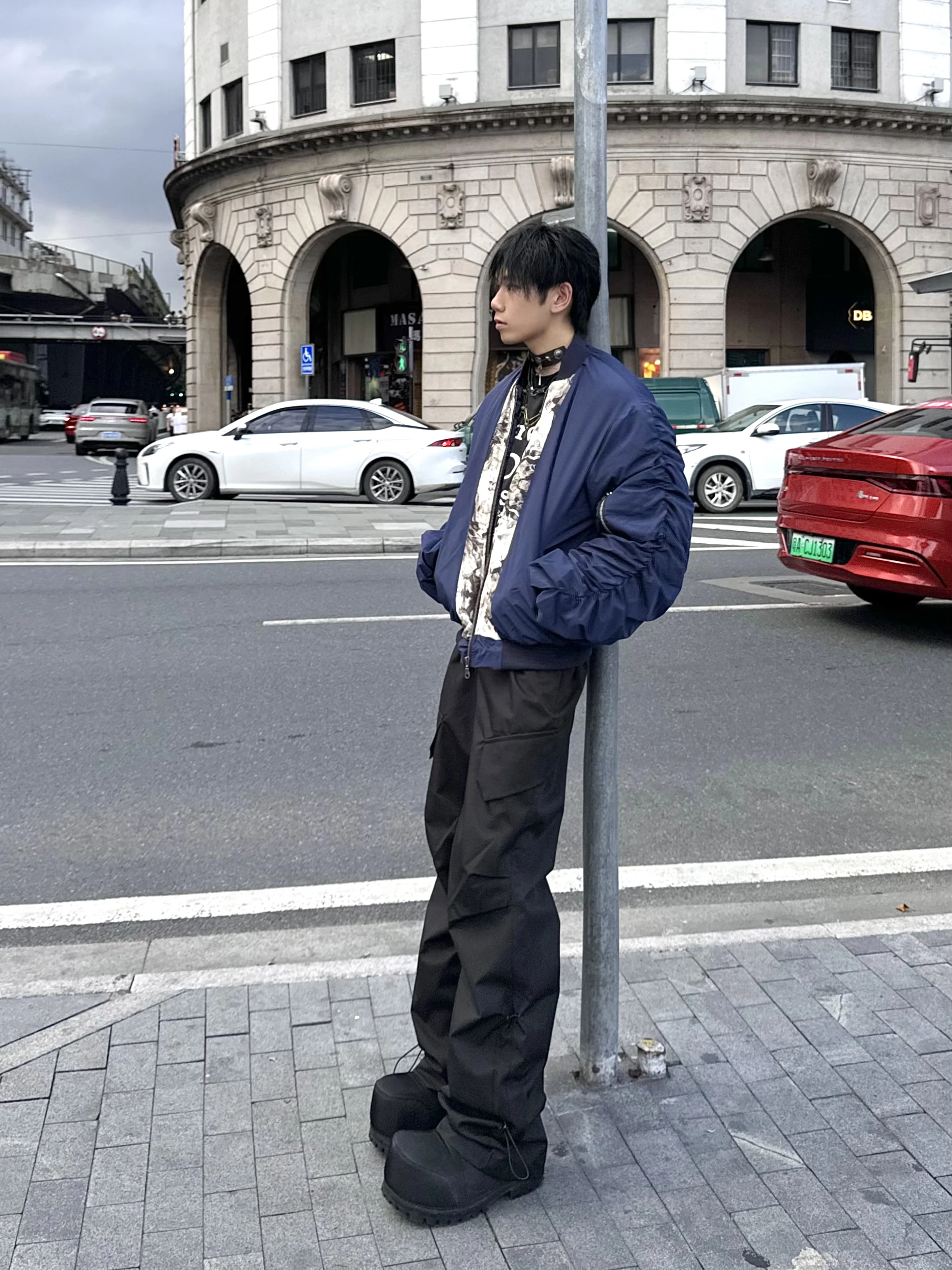 Серия Antrorse Ink Painting Печворк Контрастный цветной бомбер Нейлоновая летная куртка MA