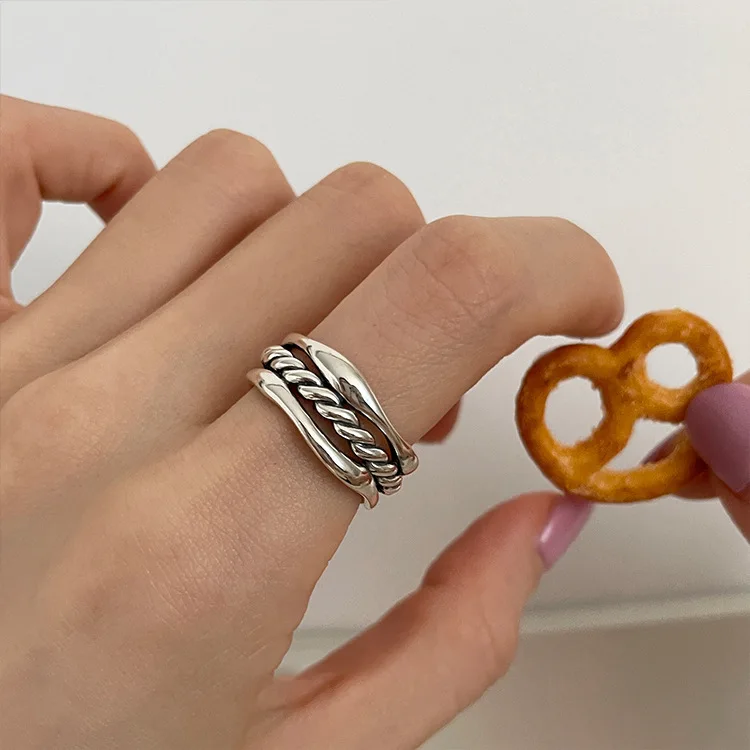 

Multilayer Winding Silver Rings Vinatage Chain Rings for Women Couple Wedding Engagement Women's Vintage Open Ring Fine Jewelry