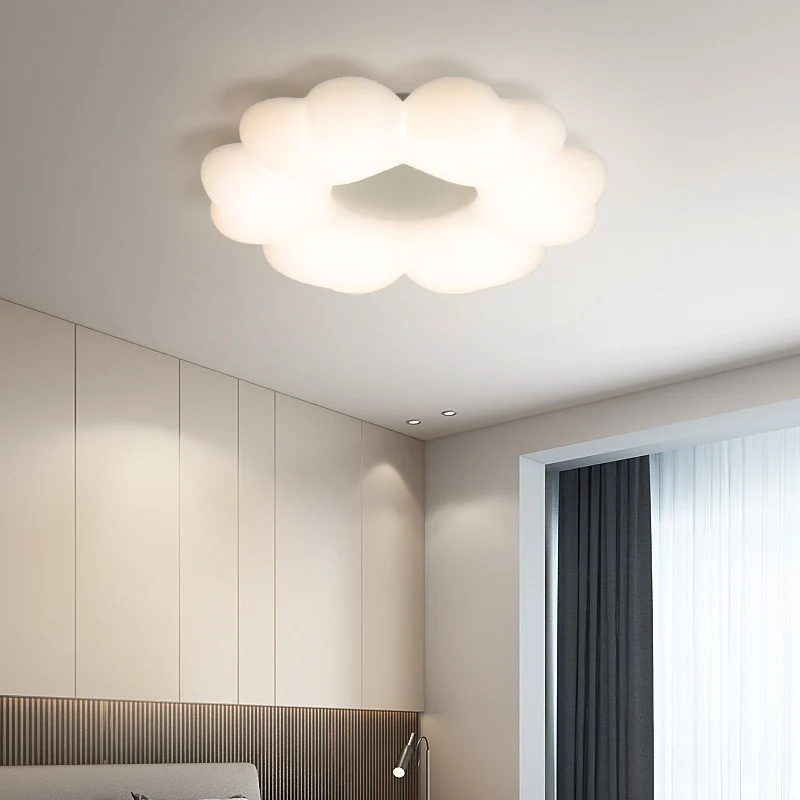 

YUNYI New Modern Nordic Kids Room Ceiling Light White Acrylic Led Ceiling Light Creative Flowers Warm Romantic Cloud Light