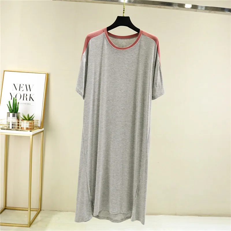 Длинная футболка из вискозы ночная рубашка для пожилых людей женское платье сна |