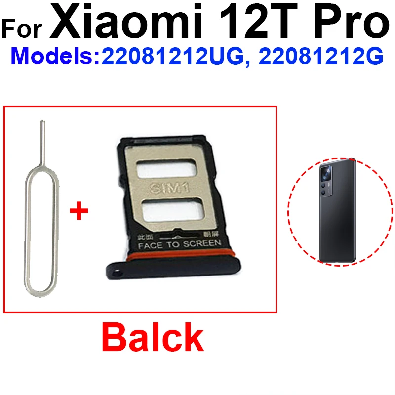 Фото Оригинальный держатель для SIM-карты для Xiaomi 12T 12T Pro, держатель лотка для SIM-карты, адаптер для чтения, запасные части для ремонта №2