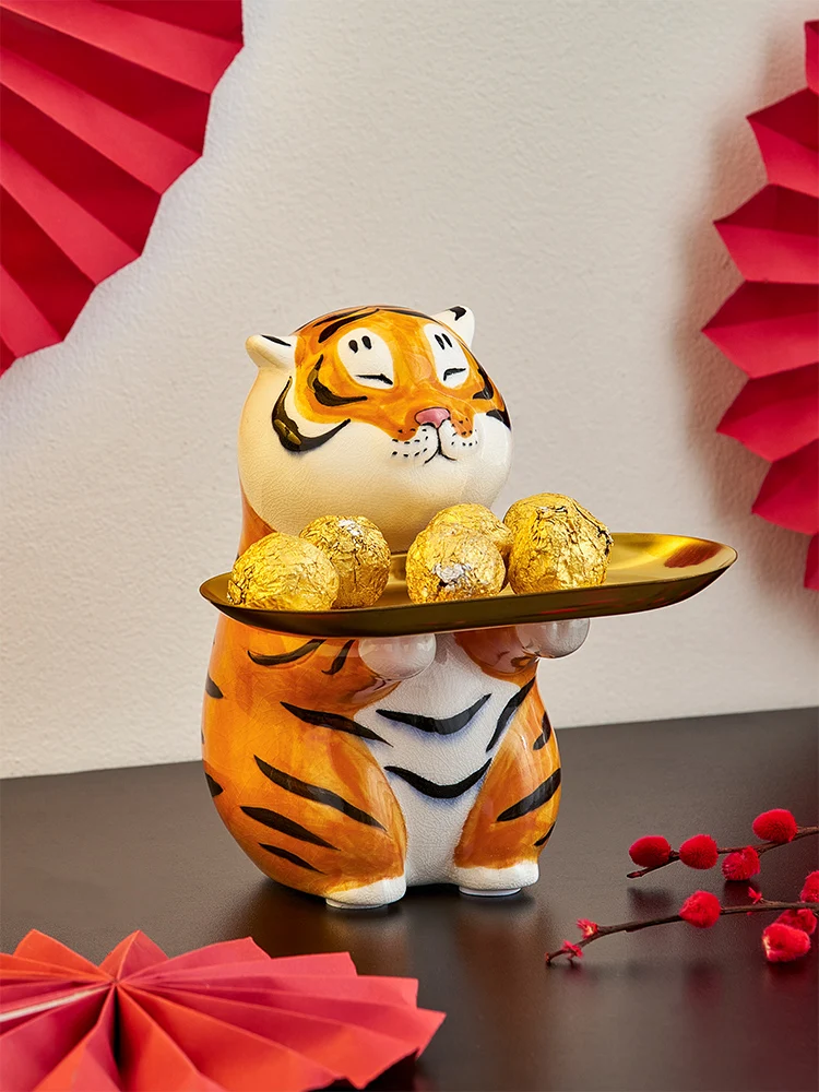 

Doorway Hallway Key Storage Tray Ceramic Creative 2022 Tiger Year Decoration Decoration New Year Gift