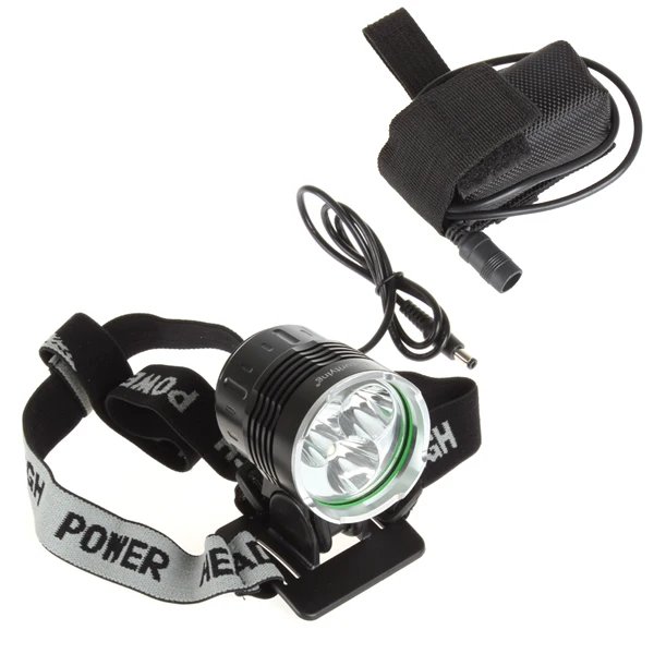 SecurityIng 1500Lm 3 LED Light Bicycle Lamp  Headlamp with 4400mAh Battery Pack for Outdoor Camping Illumination