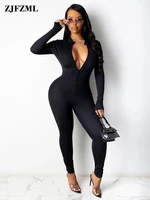 solid basic bodycon jumpsuit for womens clothing casual black fitness skinny rompers 2022 streetwear y2k zipper sport outfits
