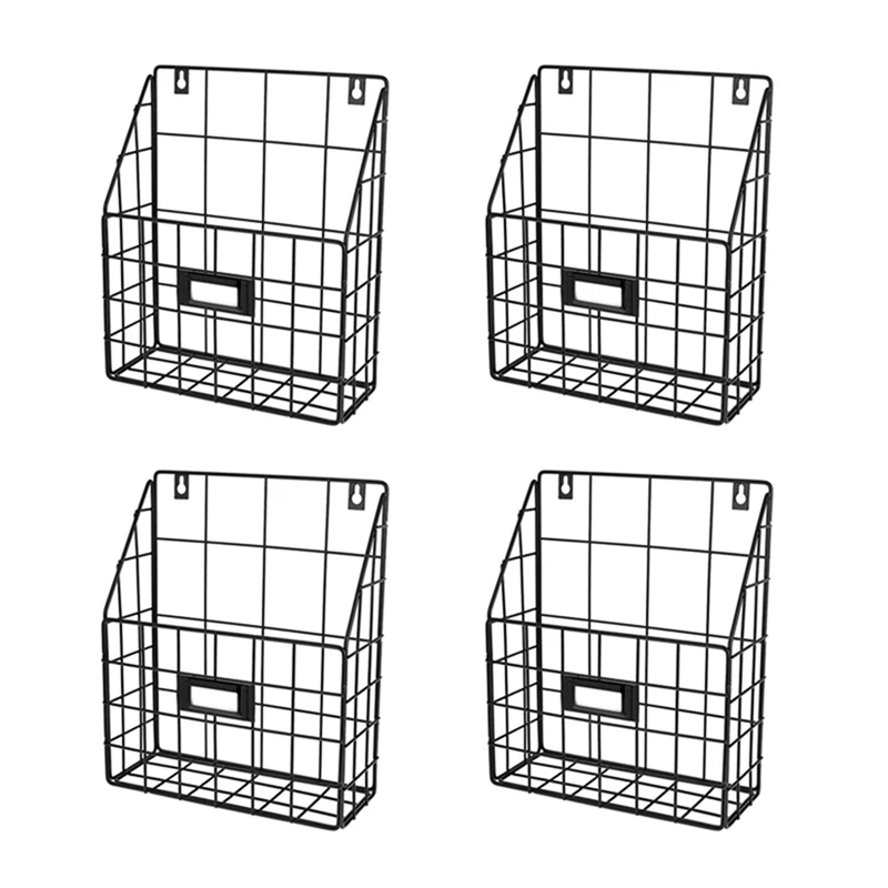 

4X Wire Mail Basket - Wall Mounted Hanging Folder/Document Organizer - Economic & Easy To Install Tray (1 Slot)