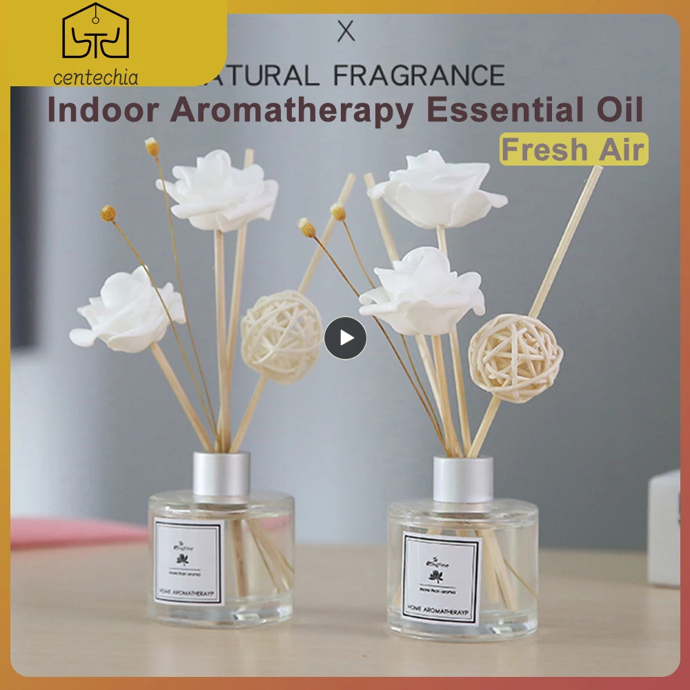 

Bedroom Fire Free Aromatherapy 50ml Glass Square Bottle Rattan Dried Flower Incense Essential Oil Household Air Diffuser Stick