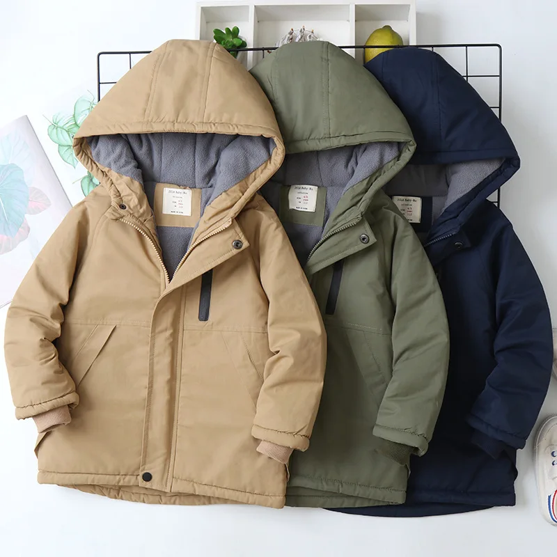 

Baby Boy Jacket Hooded Keeping Warm Casual Children Coat Winter Down Long Sleeve Cotton Kids Jacket Ziooer Fashion Outwear 2022