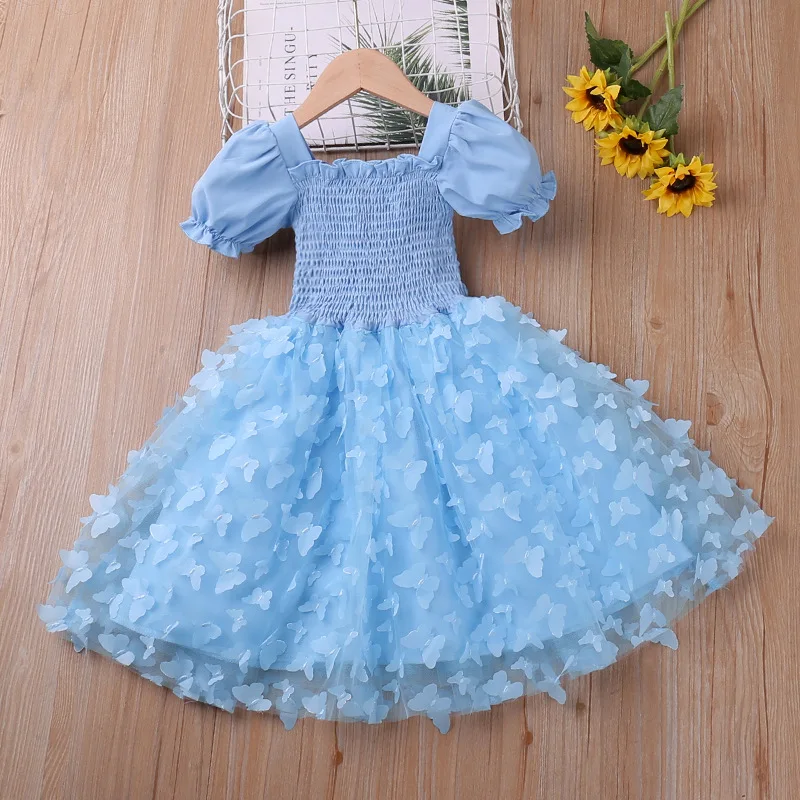 

Fashion Korean Summer Kids Dresses for Girls Butterfly Short Sleeve Princess Dress Cute Toddler Children Costume Vestidos