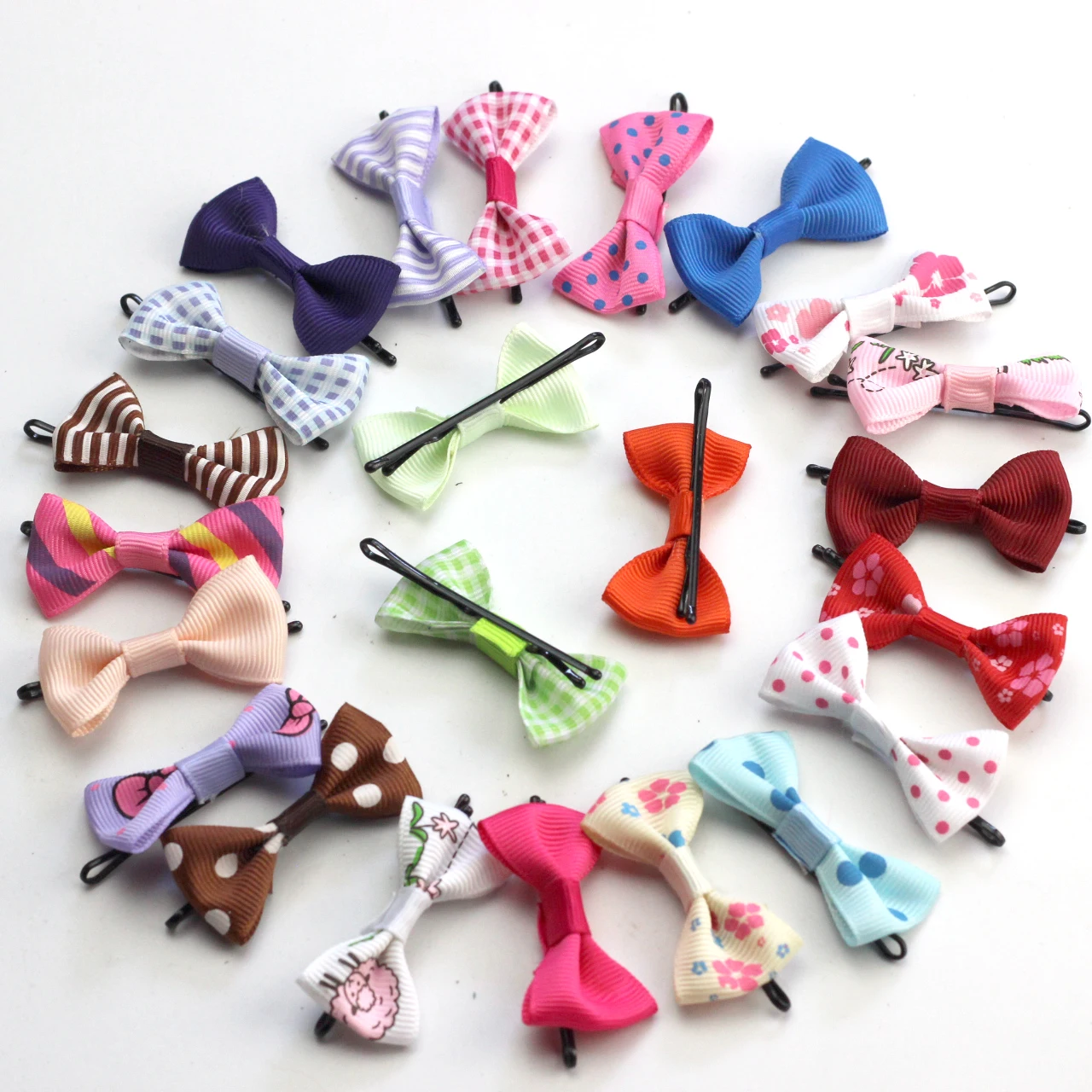 

10pcs Flower Printed Small Bow Hairpins for Baby Girls Hair Accessories Kids Children Hair Clip Hairbow Barrettes Wire Hairpin