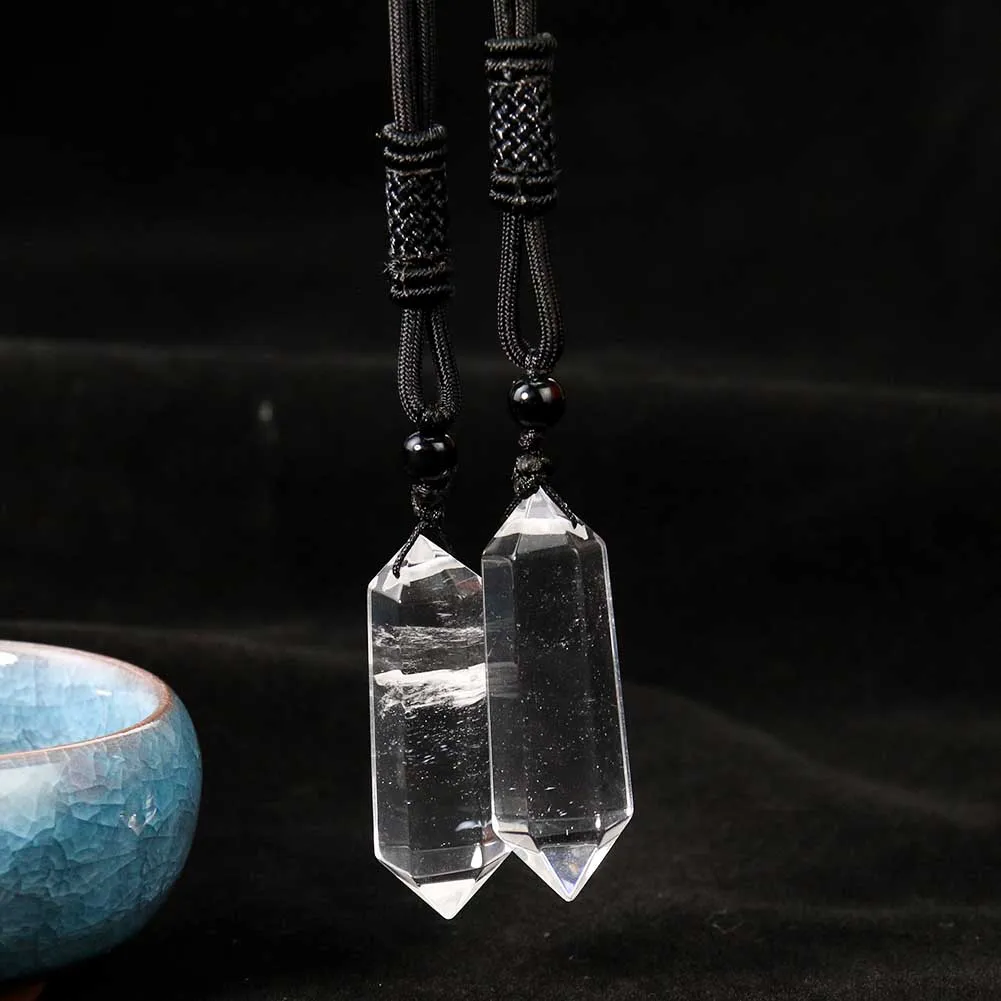 White Crystal Double-pointed Prism Drusy Gemstone Jewelry Pendant Pendulum Crafts Degauss Reiki Meditation Healing Yoga Decor