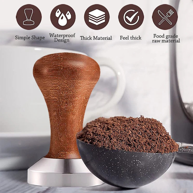 

Кофейный молоток для вскрытия порошка с деревянной ручкой дистрибьютор для кофе и эспрессо коврик для порошка алюминиевый молоток