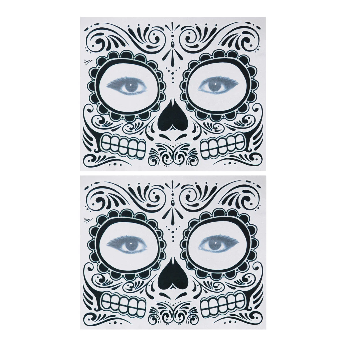 

2pcs Temporary Tattoos Day of the Dead Supplies Waterproof Face Tattos for Halloween(T-007)