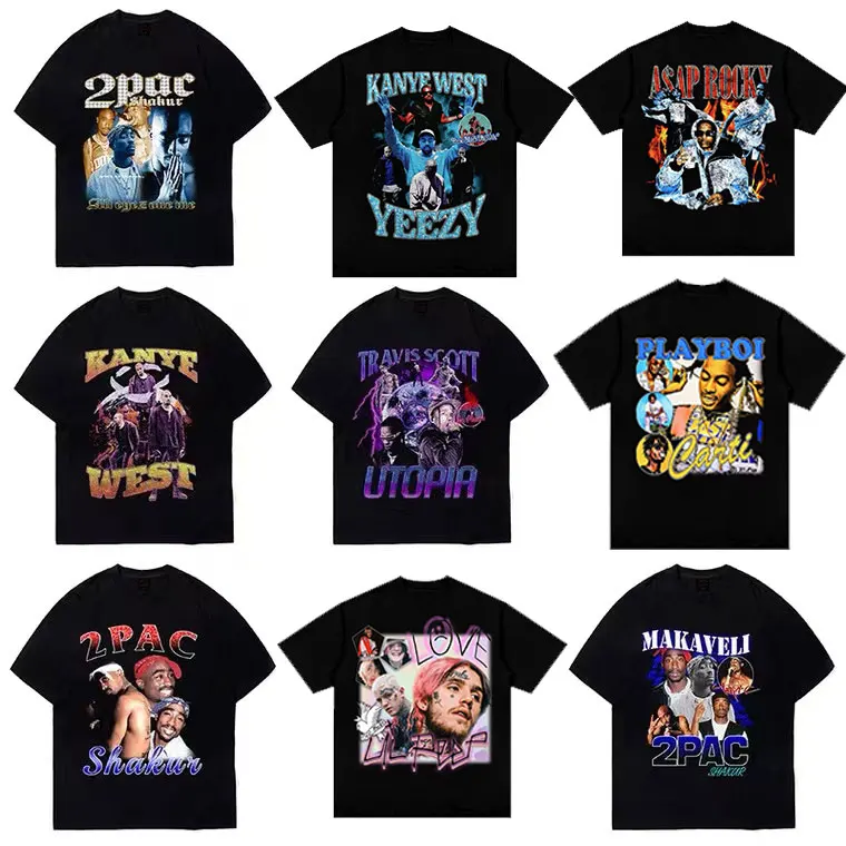 

Hip-Hop Tupac 2pac Kanye West Asap Rocky Eminem LiL Peep Juice Wrld Print Tshirt Teavis Scott Playboi Carti Kendrick Lamar Tees