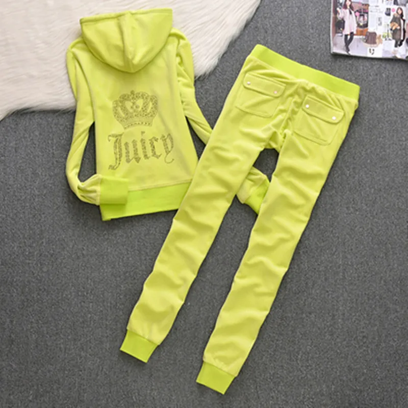 Фото Juicy Lovers брендовый модный женский спортивный костюм красный, зеленый, черный, с манжетами на шнурке, повседневные спортивные костюмы с воротником с капюшоном, спортивные костюмы №1