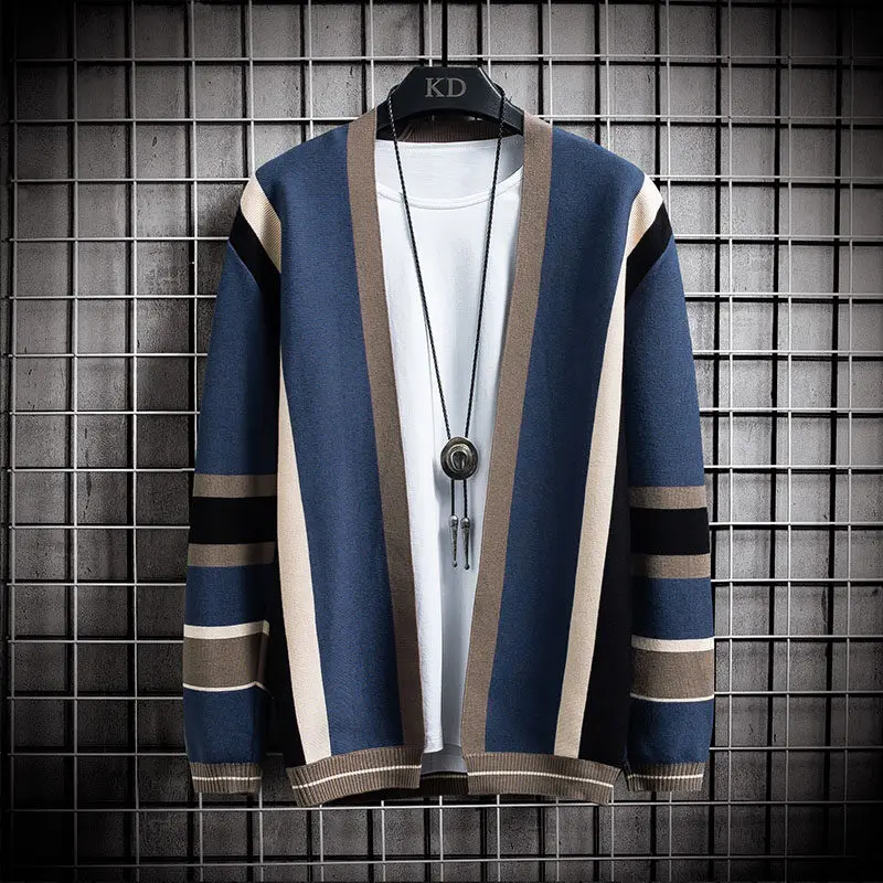 

2022Spring Men's Cardigan Sweater Korean Style Trendy Unique Coat5013-M009-P35