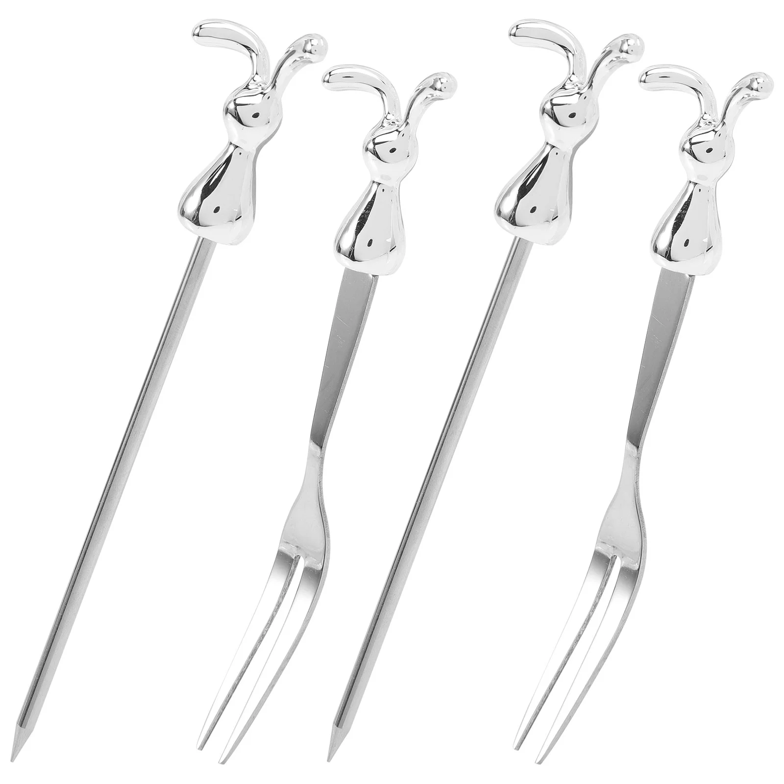 

Fork Set Forks Spoon Stainless Steel Dessert Spoons Picks Cake Cocktail Skewer Salad Fruit Mini Toothpicks Cheese Tableware Cute