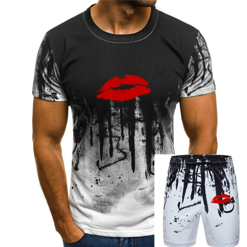 

Red Lips Lipstick Kiss Imprint Men's T-Shirt Quality T Shirts Men Printing Short Sleeve O Neck T shirt Short Sleeve Basic Tops