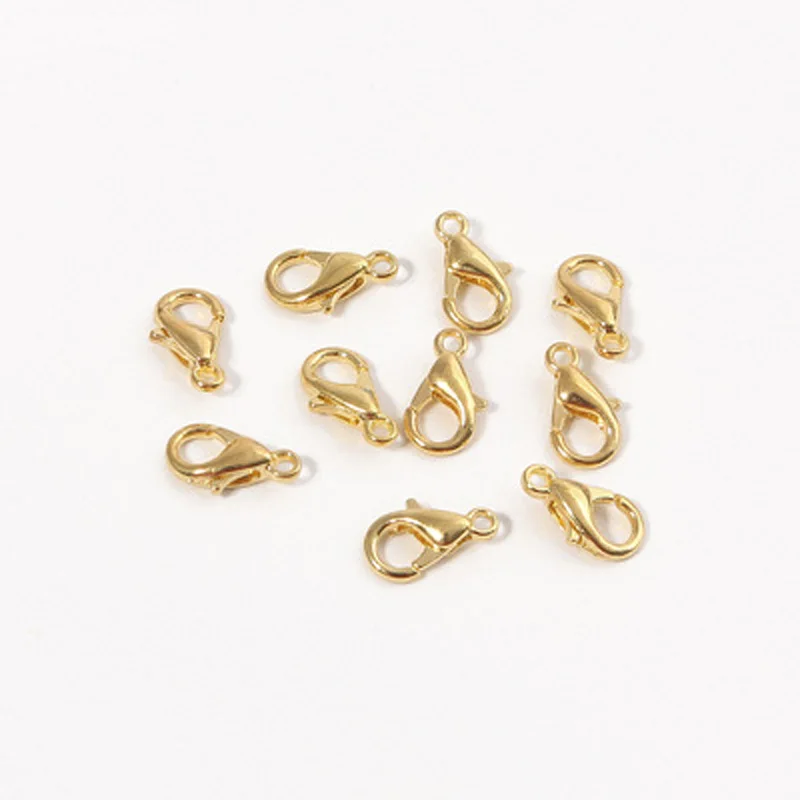 40pcs/Lot 10 12 14 16mm Gold Alloy Lobster Clasp Fashion Jewelry Findings Connector for Necklace Bracelet Chain DIY Accessories