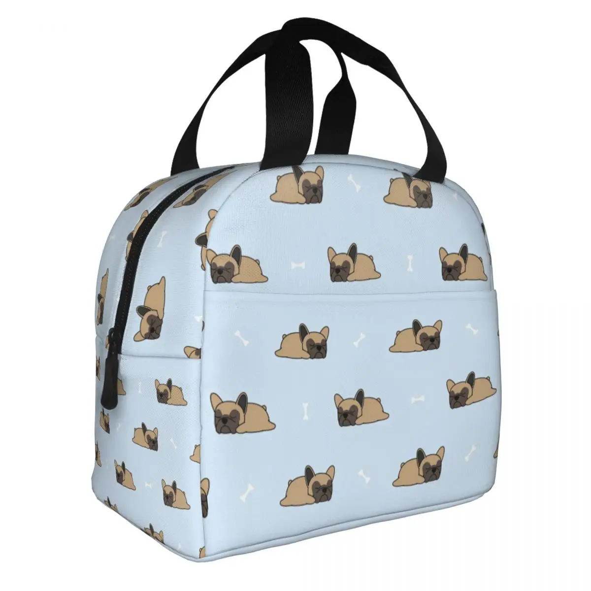 Cute French Bulldog Puppy  Lunch Bento Bags Portable Aluminum Foil thickened Thermal Cloth Lunch Bag for Women Men Boy