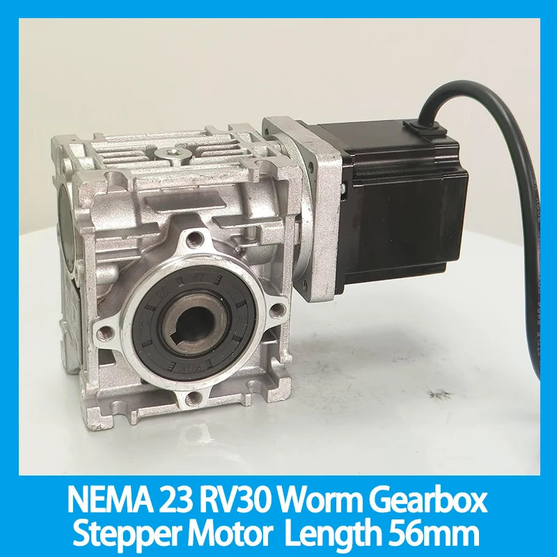 

Червячная коробка передач NEMA 23 RV30, шаговый двигатель 5:1-80:1, длина двигателя 56 мм, червячный редуктор Nema23, шаговый двигатель, один выходный вал