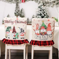 gnome christmas back chair covers dining room decor burlap elf chair back covers new year xmas home decoration