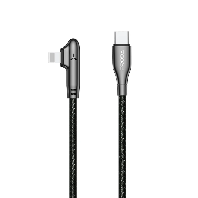 

Proda Changke Series Zinc Alloy Fast Charging Cable Type-C to Lightning for iphone 11 12 13 Xs iPad PD 20W Elbow Cables for Game