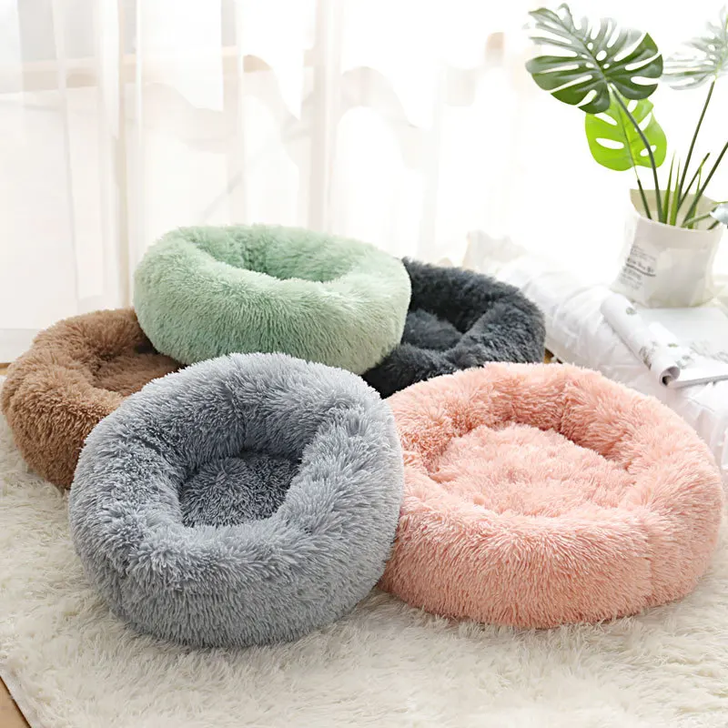 

Super Soft Pet Bed Kennel Dog Round Cat Winter Warm Sleeping Bag Long Plush Large Puppy Cushion Mat Portable Cats Supplies York