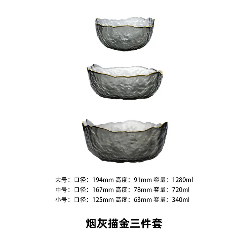 

Прозрачная стеклянная миска с золотой оправой