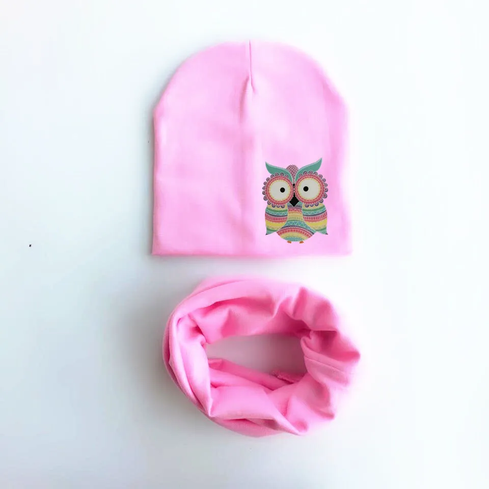 1 Set Autumn Winter Crochet Baby Hat Girl Boy Beanie Cap Children Hats Toddler Kids Scarf Collars gorros owl invierno | Детская одежда