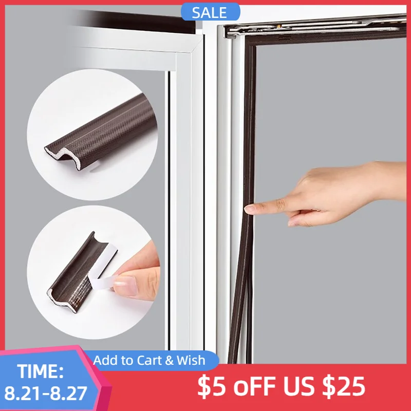 

6M-48M Door Window Gap Sealing Strip Self Adhesive Acoustic Foam Seal Tape Window Insulation Tools for Bottom and Side Windproof