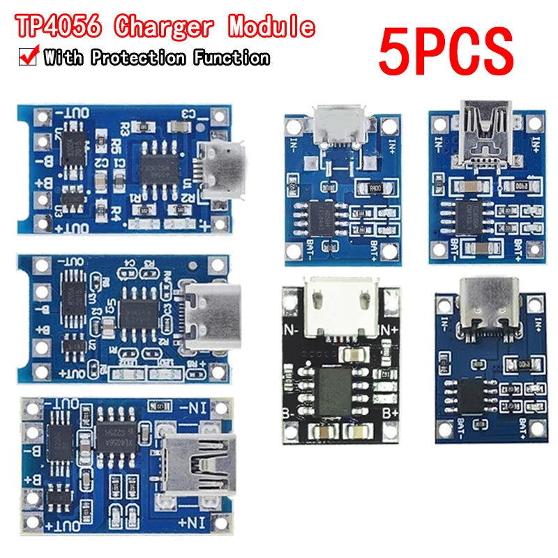5 шт. зарядная плата TP4056 с Micro USB В 1A 18650