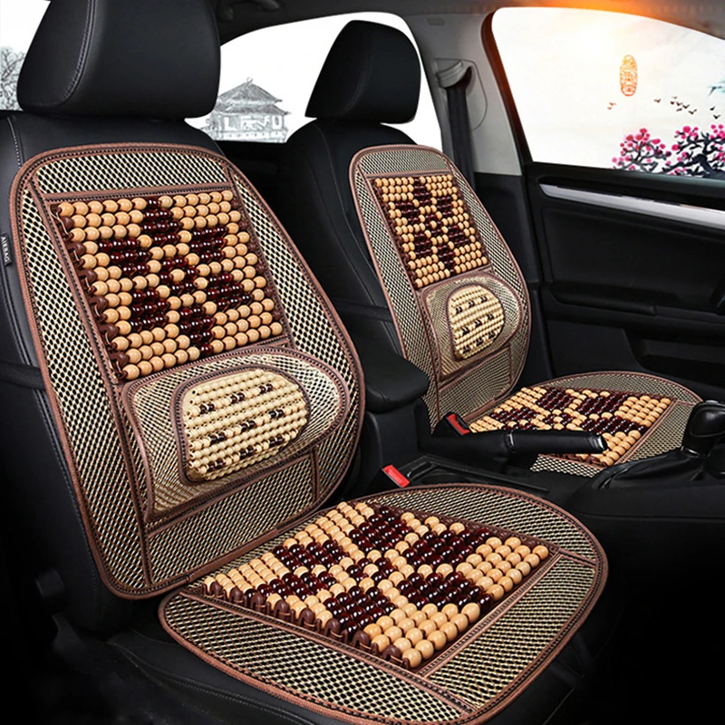 Летняя подушка для автомобильного сиденья дышащая с деревянными бусинами чехол