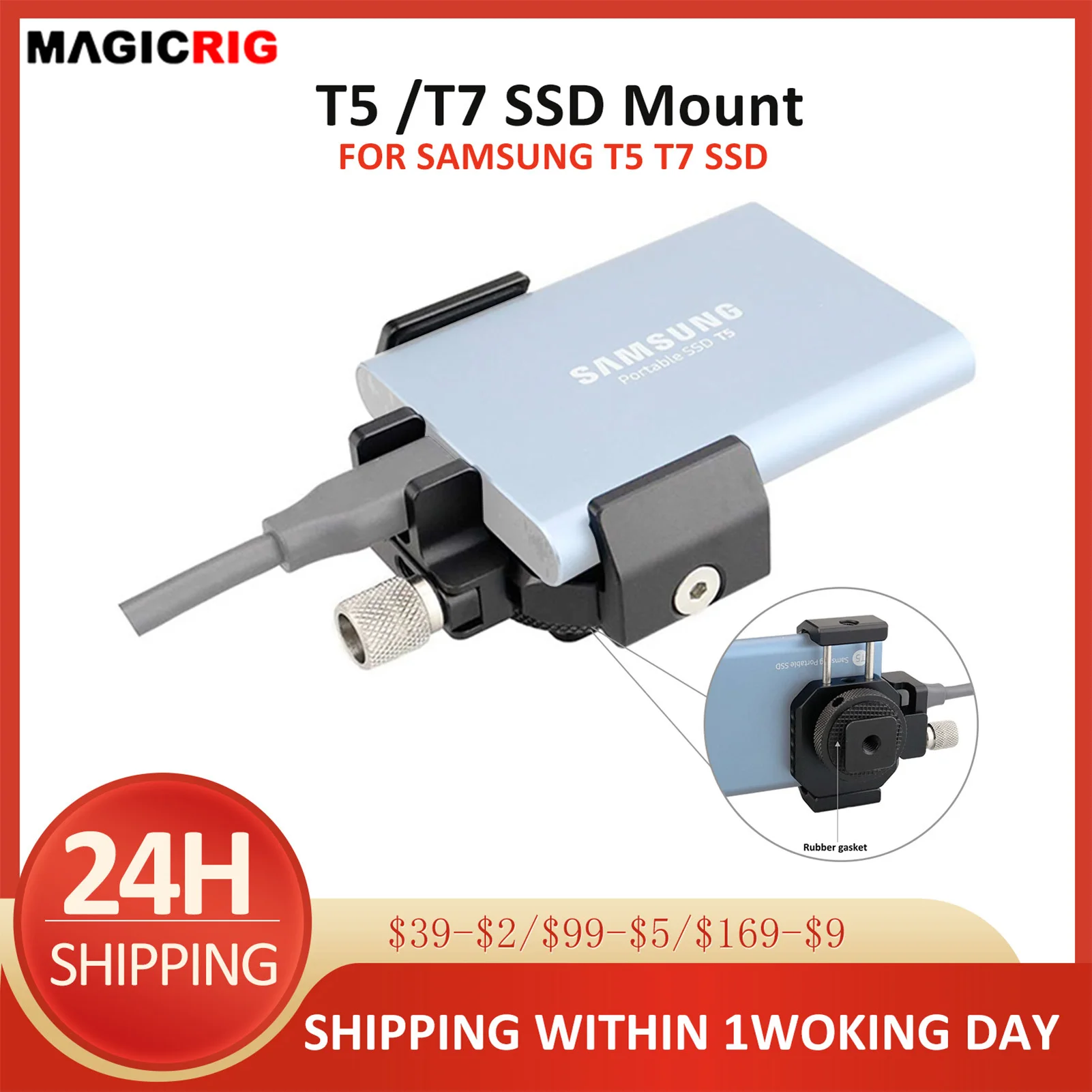 Крепление MAGICRIG SSD для внешнего с холодным башмаком Samsung T5 /T7 / T9 BMPCC 4K 6K Pro Camera Cage