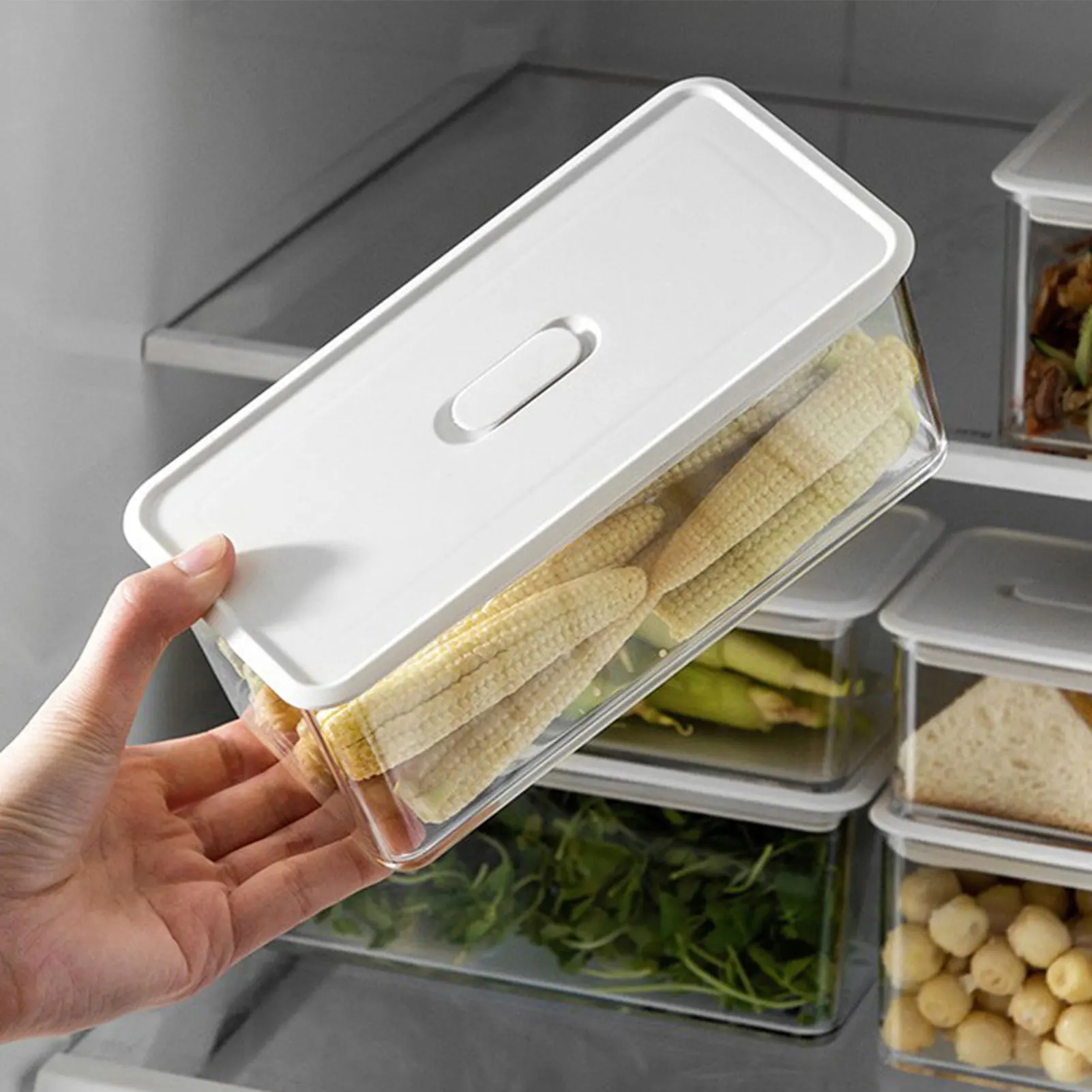 

Transparent Kitchen Refrigerator Storage Box Vegetable Fruit Organizer Fridge Clear Container for Kitchen Food Drinks Storage VC