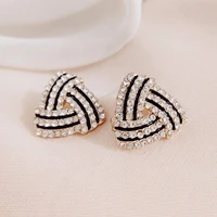 black striped geometric triangle rhinestone stud earrings for women 2022 new trendy summer girls fashion gift accessories %d1%81%d0%b5%d1%80%d1%8c%d0%b3