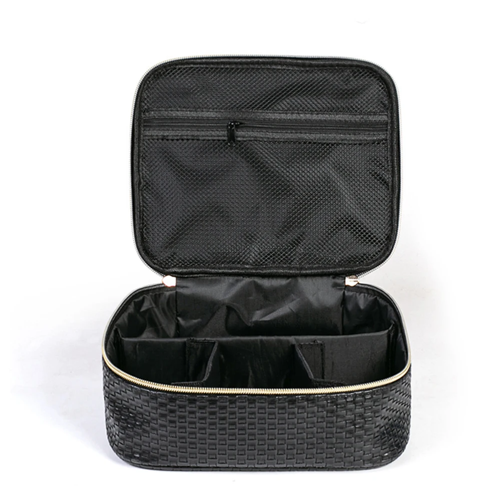 

3pcs Multifunctional Makeup Brush Lipstick Storage Weave Pattern For Women Girl Cosmetic Bag Set Travel Portable Large Capacity