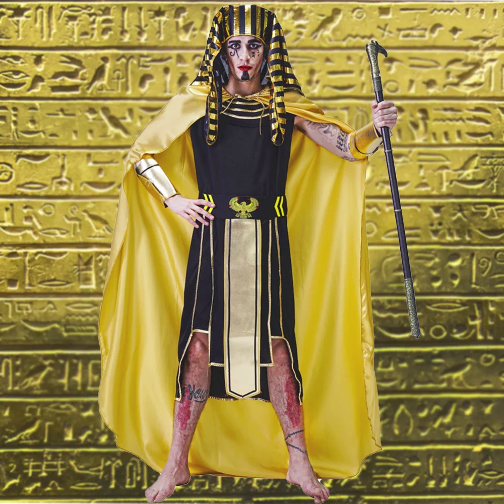 Egyptian Pharaoh Cosplay Costume Adult Male Saga Legend Glod King Models Nativeized Halloween Carnival Party Masquerade Clothes