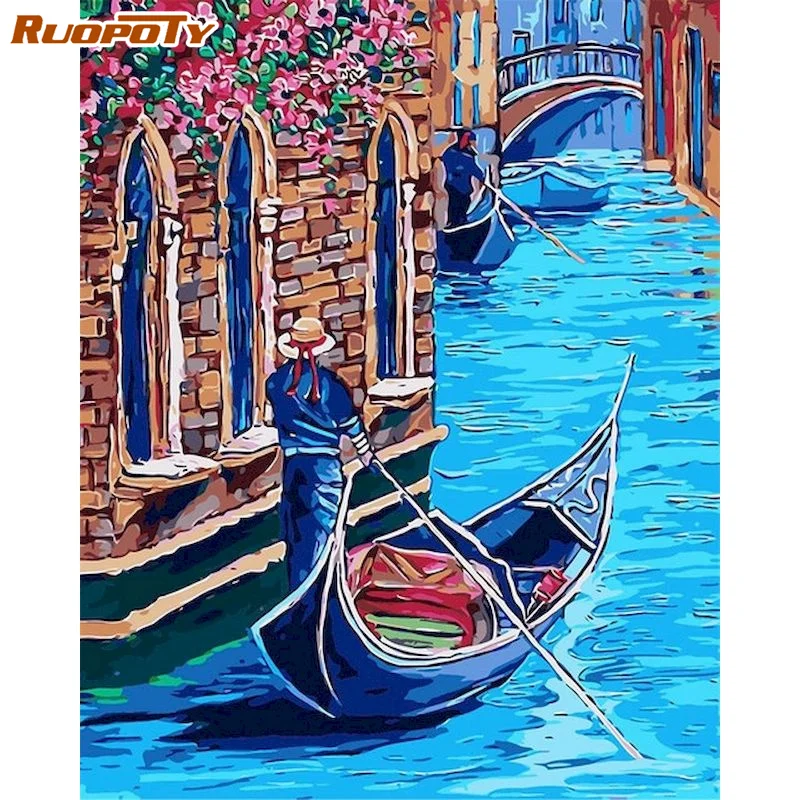 

RUOPOTY 5D Diamond Embroidery Painting Rhinestone Kit Full Square Round Mosaic Cartoon Needlework With Frame Christmas gift
