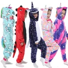 Кигуруми Единорог пижамы детская одежда для сна для мальчиков и девочек, детские комбинезоны с животными комбинезон единорога панда аниме костюмы комбинезон