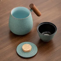 Big Belly Bluestone Glaze Mug Tea Water Separation Office Cup Filter Stoneware Office Home Drinking Tea Tea Cup Mug  Teacup