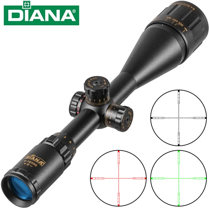 

DIANA 6-24X50 SFIR Tactics Rifle Scope Lock System Green Red Dot Light Sniper Gear Optical Sight Spotting Scope for Hunting