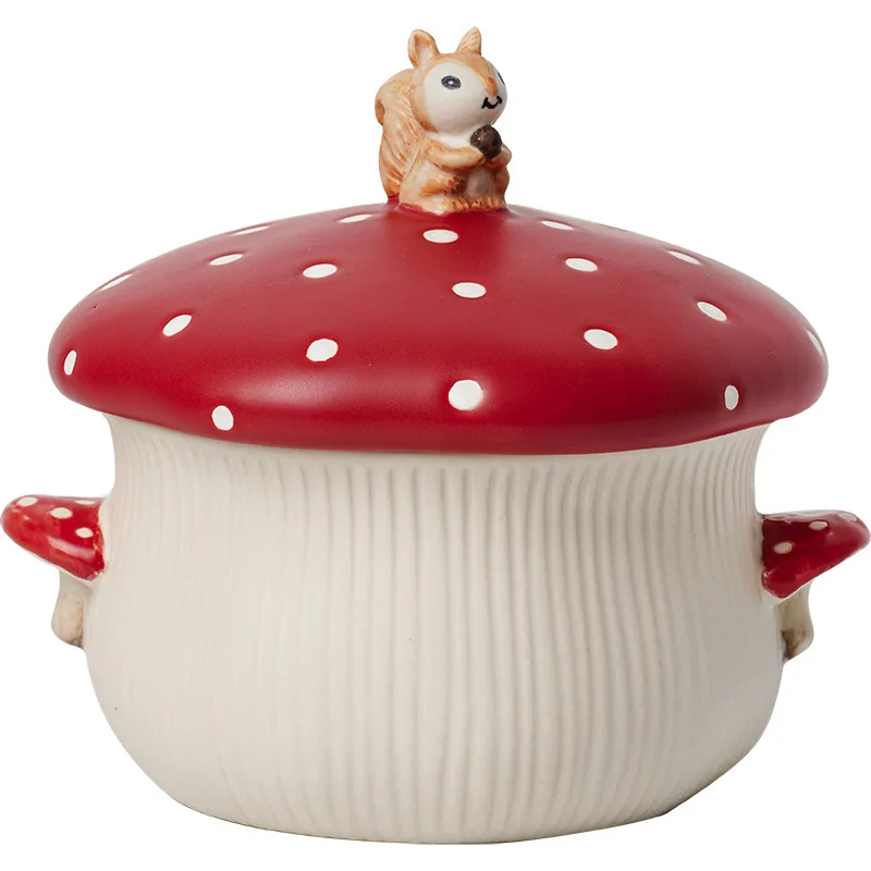 

Керамическая посуда с красными грибами, кружка, тарелка для закусок