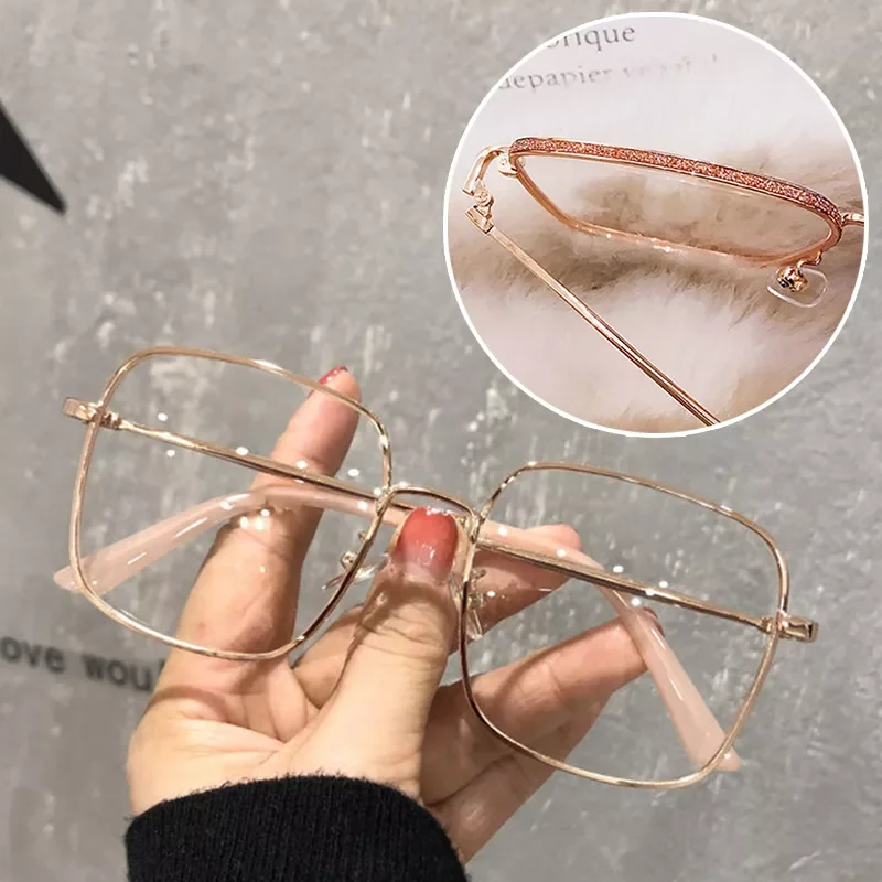 

New in Anti Blue Light Glasses Men Women Diamond Studded Square Eyeglasses Computer Goggles Eyewear Glitter Frame y2k hair acces