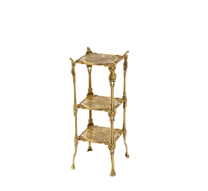 

63cm High Brass Made Side Table with Claw Feet, 22x22cm Service Racks