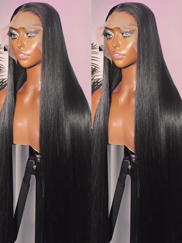 

Парик из натуральных человеческих волос, прозрачный, без клея, 30/40 дюймов, 13x6 дюймов