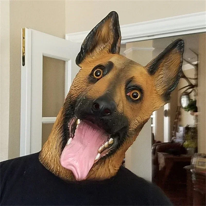 Маска немецкая овчарки Хэллоуин косплей костюм животного овчарка голова собаки