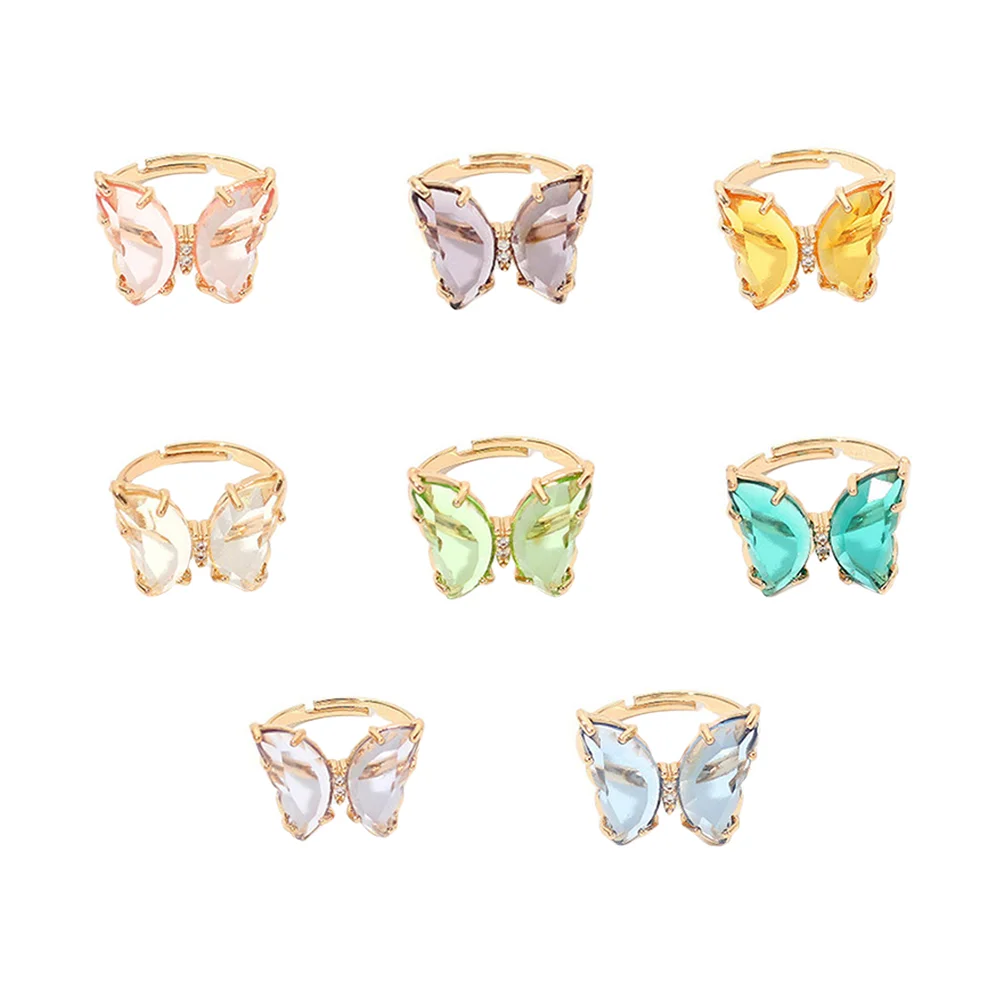 

8pcs Female Butterflies Rings Girls Casual Ring Decor Personalized Ring Jewelry
